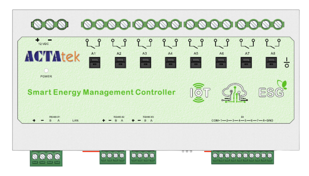 ACTA208 IoT Controller — industrial DIN rail mounted smart energy management controller